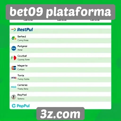 Métodos de pagamento suportados pela bet09